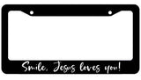 Smile Jesus Loves You License Plate Frame - JDM KDM plate Cover Christian - The Sticky Side