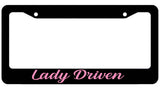 Lady Driven License Plate Frame - plate Cover Girly Pink / White JDM