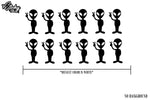 Alien Sticker Decal UFO Space Peace Sci Fi - x12 pack 2&quot; tall